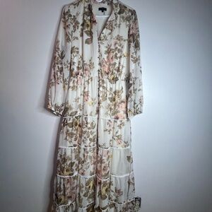 1. State Floral Long Sleeve Dress in Cream and Brown